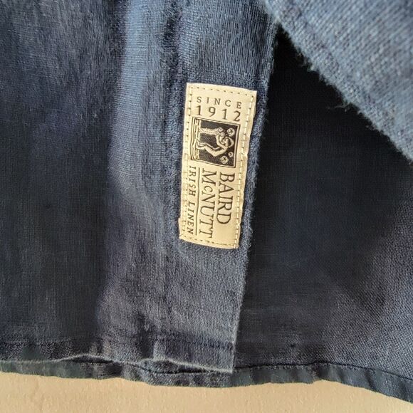 J CREW 100% Linen Navy Blue Brushed Twill Long-Sleeve Button-Down Shirt Size L - Picture 5 of 8